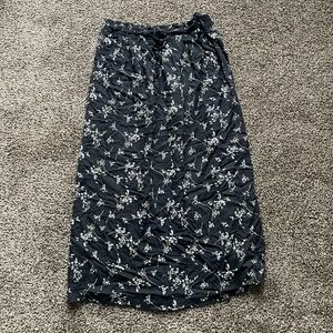 Vintage black skirt with tan and white florals